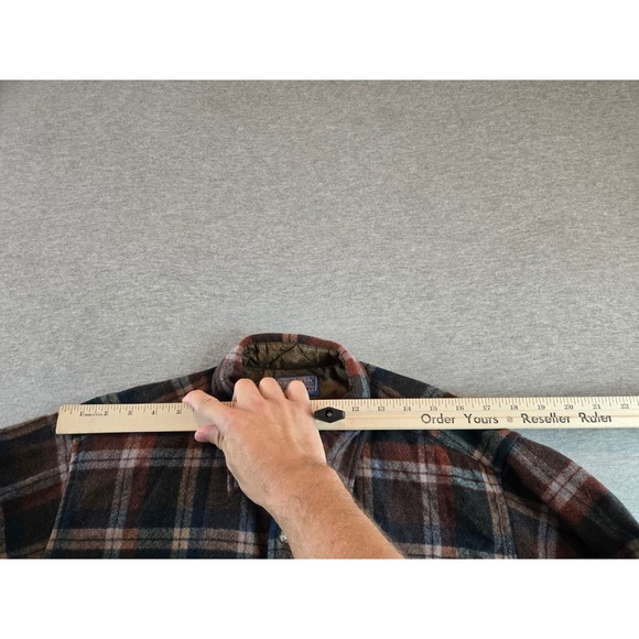 Vintage Pendleton Shirt Mens Large Red Green Plaid Flannel Virgin Wool Outdoors - Picture 8 of 11